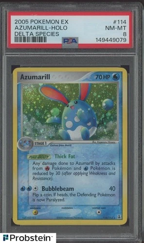 2005 Pokemon Ex Delta Species #114/113 Azumarill Holo PSA 8 NM-MT