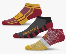 3 Pack For Bare Feet NCAA Iowa State Cyclones Men's Size 10-13 Large Ankle Socks