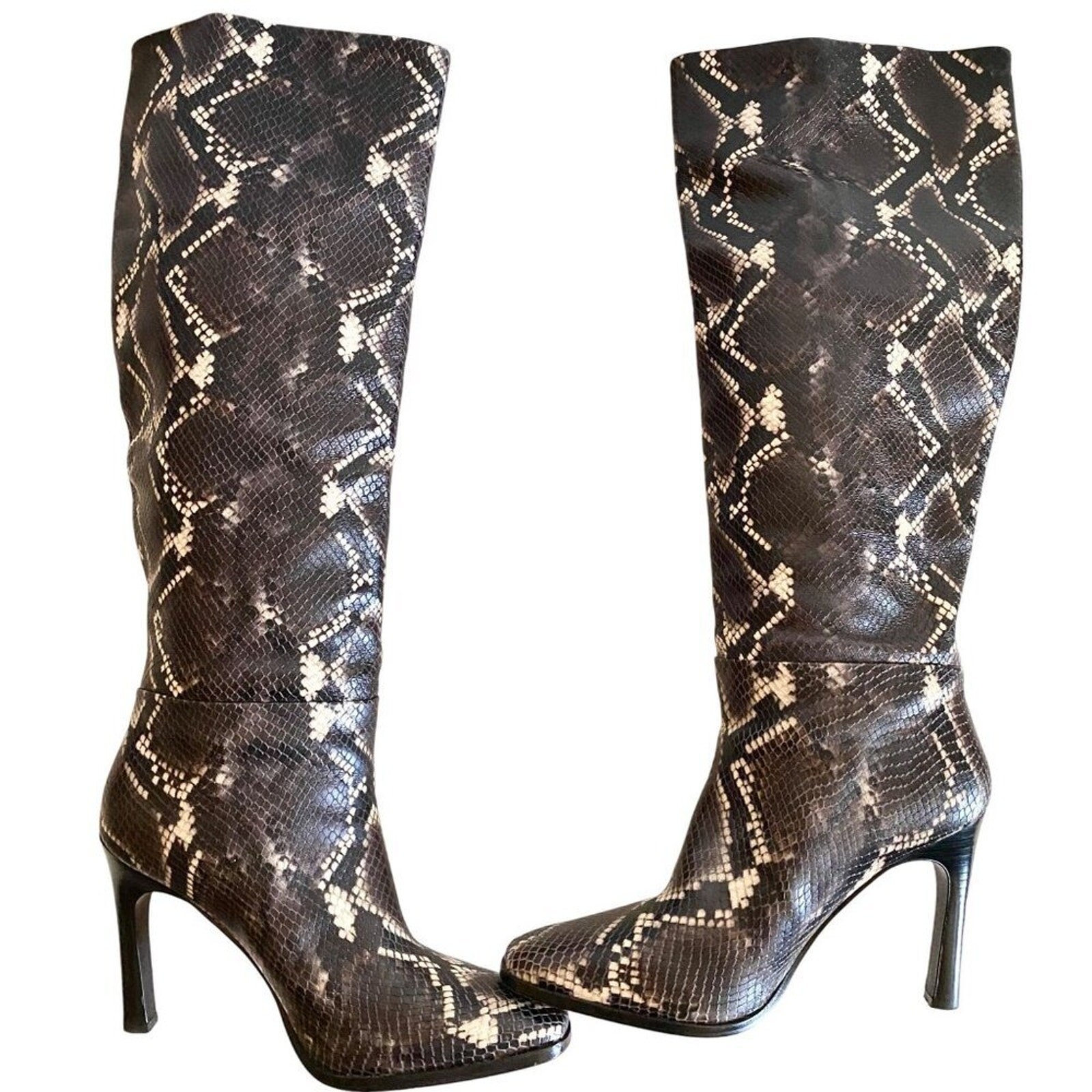 Sigerson Morrison Python Embossed Knee High Leath… - image 2