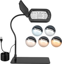 10X Magnifying Glass Desk Lamp, 5 Colors Dimmable, Flexible 45cm Arm LED Light