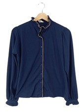 FRANK WALDER Hemd-Bluse Damen Bluse Gr. DE 40 blau Casual-Look