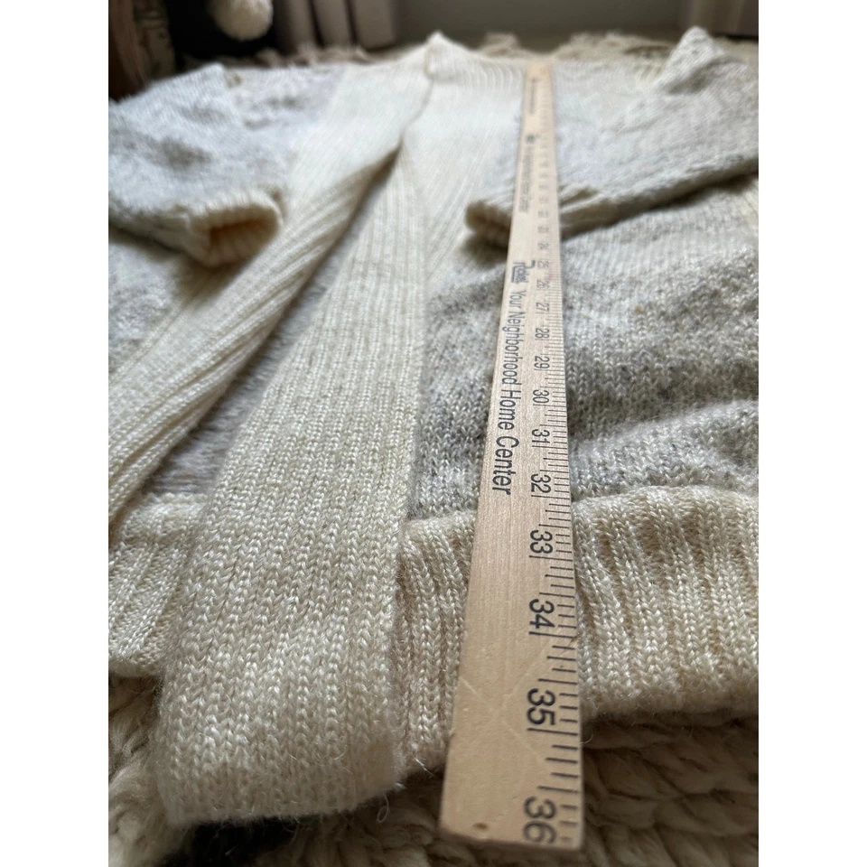 Cárdigan Suéter Tejido Lana Vintage Mujer Largo Lana Crema Amanda Felding Talla M Foto 3 de 4