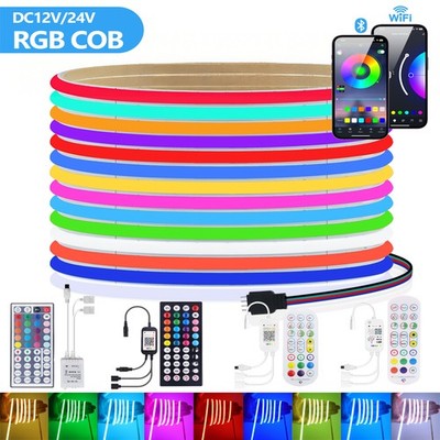 LED COB Streifen Dimmbar DC 12V 24V RGB Lichtband Stripe keine Lichtpunkte WIFI