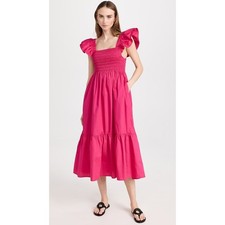 Anthropologie o.p.t Tuscany Dress Size Medium Magenta Cotton Midi