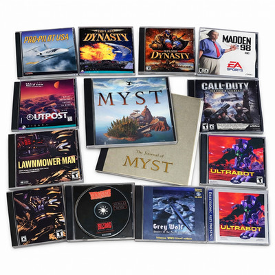 VTG Lot of 13 PC CD-ROM Game Lot Madden 98 Pro Pilot USA Warcraft Sierra Dynasty