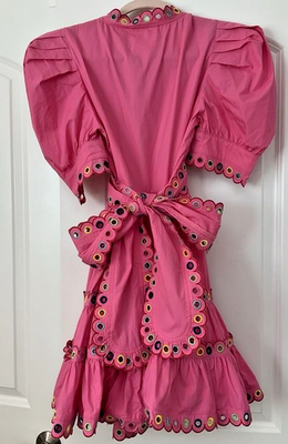 Celia B Women's sz large Short Pink Tiered Dress With Colorful Eyelets |  eBay