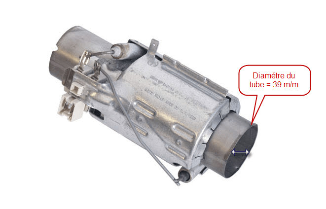 Résistance tube lave-vaisselle Arthur Martin 2100W 230V diamètre 39mm