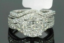 Art Deco Antique Vintage 4.20 Ct Diamond Wedding Ring Set 925 Sterling Silver