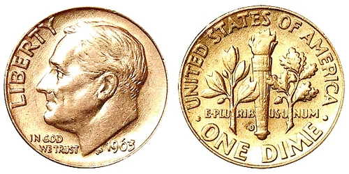 1963 D Silver Roosevelt Dime 90% Silver Uncirculated