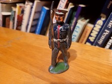 1930s  BARCLAY B57 #722 LEAD DIME STORE BLUE MARCHING MARINE W/ TIN HAT TOP
