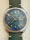 Vintage Seiko Bell-Matic 4006-6031 Automatic Alarm Teal Dial 1970s Cushion Case