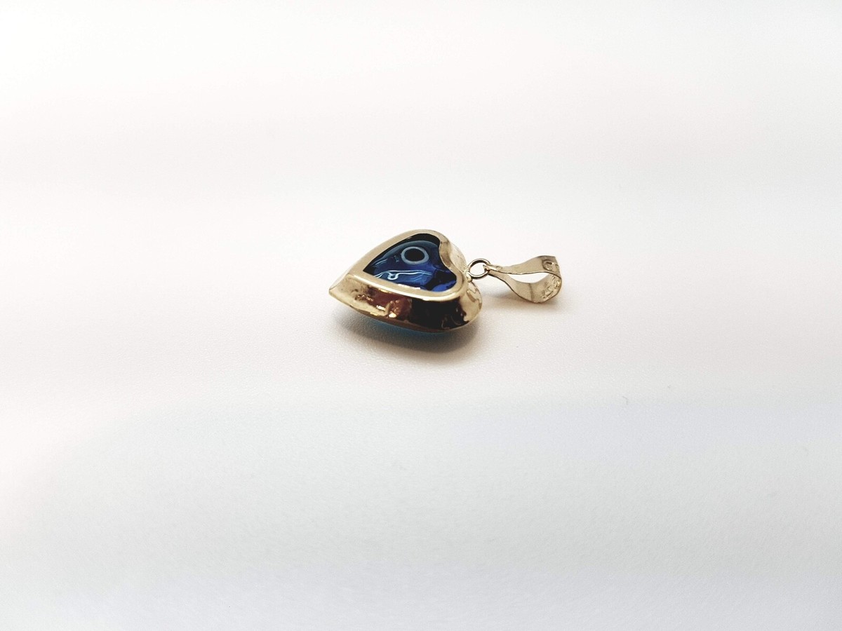 Pendentif Coeur En Or 18 Carats (750/1000) Avec Pierre Bleue - 1,75g - Occasion