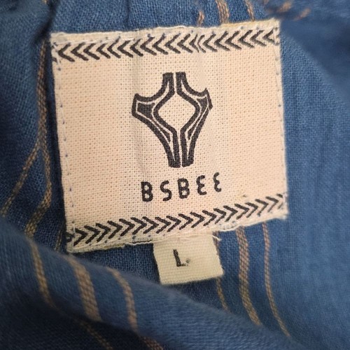 Abito Bsbee fatto a mano in cotone senza maniche blu con righe taglia large - Foto 9 di 9
