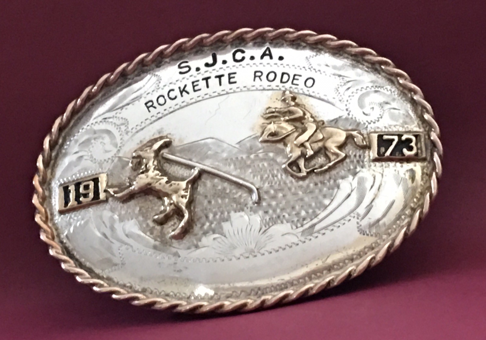 VTG 1973 S.J.C.A. ROCKETTE RODEO Sterling Silver Cowboy Rodeo TROPHY BELT BUCKLE eBay