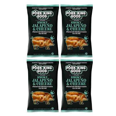 Pork King Good Smoky Jalapen & Cheese Pork Rinds Chicharrones 4 Pack Keto Snacks