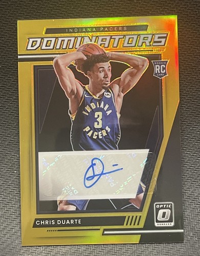 CHRIS DUARTE Gold ROOKIE 7/10 AUTO 2021-22 Donruss Optic Dominators RC. Pacers