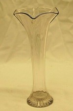 Clear Glass Flower Vase Scalloped Edges Ribbed Inside Unknown Maker
