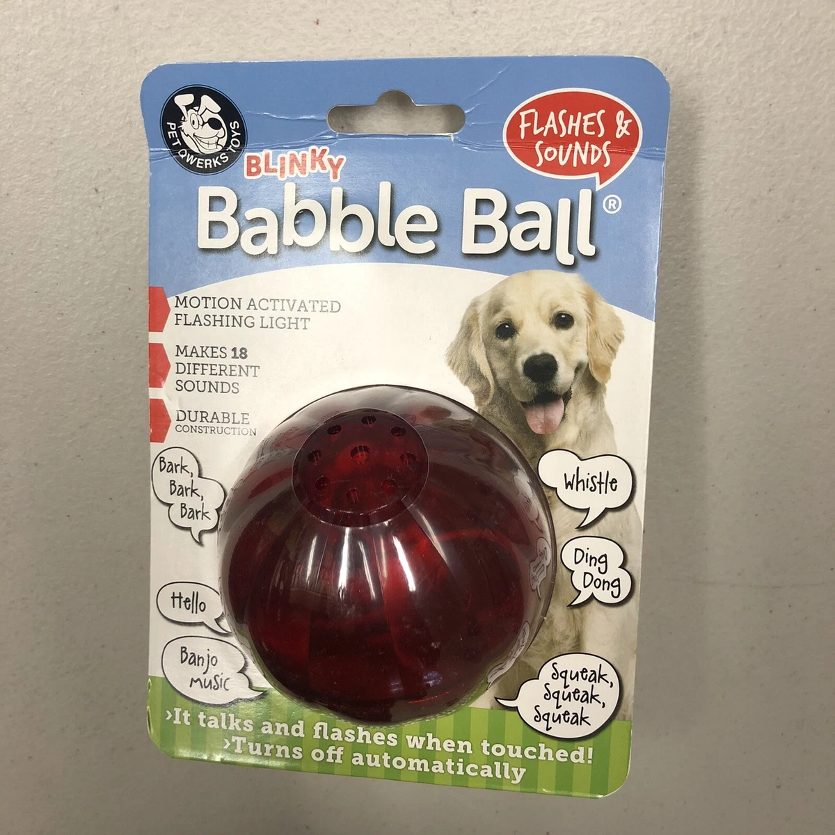Pet Blinky Babble Ball Interactive Dog Toy Flashes Talks Large