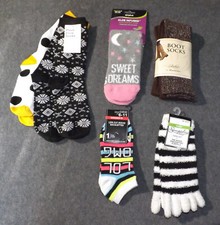 Women  s Novelty Socks Lot - Size 6-9-10 - Lot 6 Pairs - Toe Boot Styles - NEW 