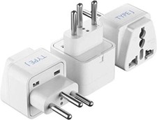 Ceptics Brazil Travel Plug Adapter Type N - 3 Pack Grounded Universal