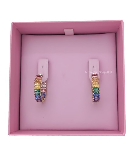 New Authentic SWAROVSKI Brand Gold Rainbow Cystal Matrix Hoop Earrings 5685698 - Picture 4 of 4