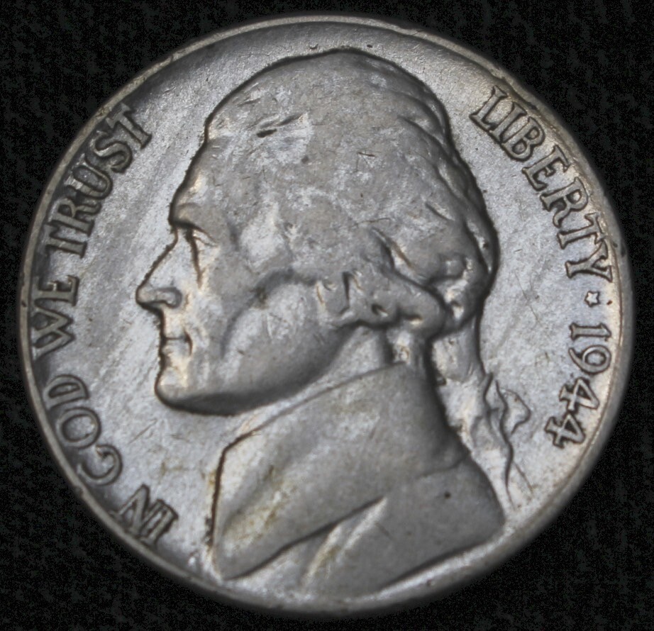 1944 P USA - FIVE CENTS - .350 SILVER - Jefferson - WWII era