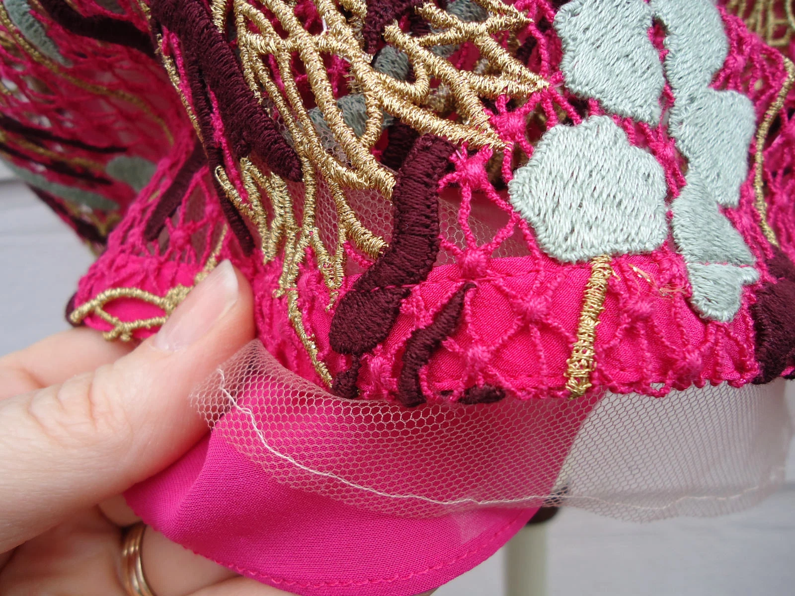 NUOVO Abito Valentino $4980 6 Loto Guipure Pizzo Fuschia Oro Multi Floreale