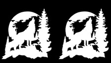 Wolf Howling Moon Forest Two 5 White Vinyl Decals Car Truck Laptop Window