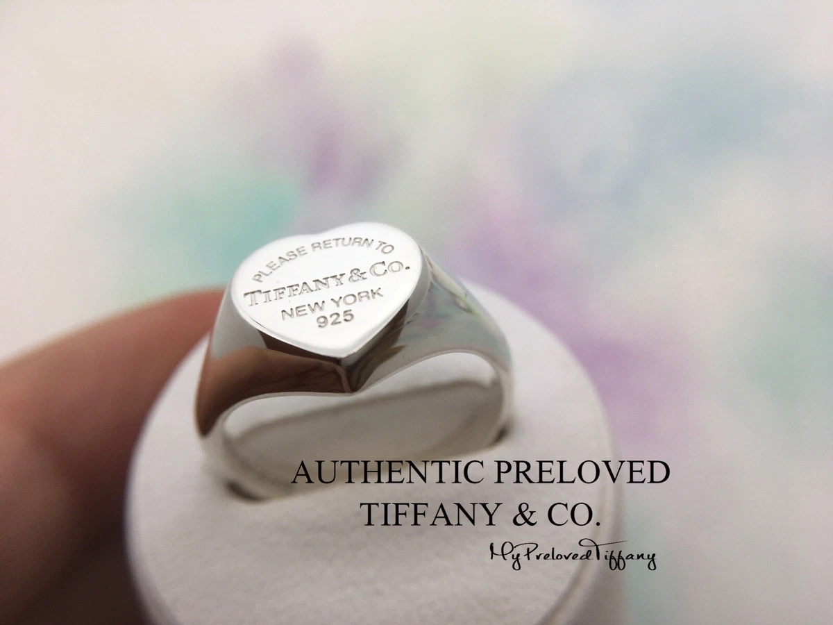 Authentic Tiffany Co. Return To Heart Signet Ring Silver Size