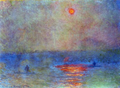 Waterloo Bridge, the sun in the fog by Claude Monet Giclee Repro
