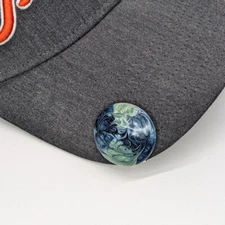 Unique, Custom Golf Ball Marker with Magnetic Hat Clip - Blue/Green Swirl
