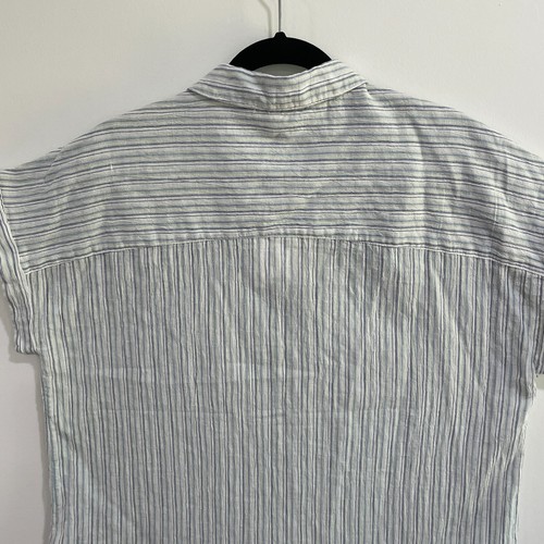 Beach Lunch Lounge Womens Spencer Camp Shirt L Spring Moon Blue Striped Collared - Picture 7 of 14