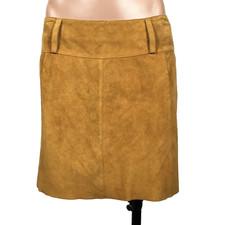 Vintage 90s y2k Bebe Genuine Suede Mini Skirt Coganc Leather sz M/L