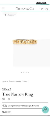 Tiffany Co T True Narrow 18K Yellow Gold Ring Size