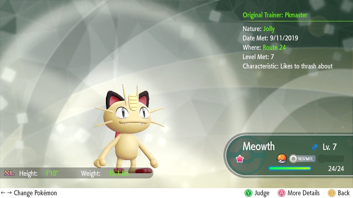⭐Shiny/Non-shiny Meowth/Persian 6IV XL⭐Let's Go Pikachu/Eevee HOME (💯Legal)