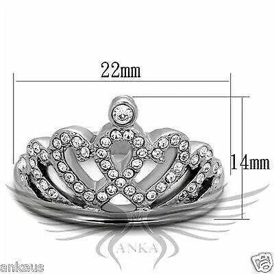 Anillo de compromiso de cóctel de cristal de grado superior en forma de corona 5 6 7 8 9 10 Tk1923 Foto 2 de 4