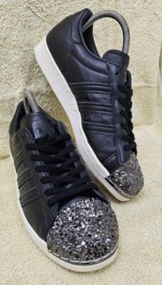 ADIDAS SUPERSTAR TRAINERS SIZE UK BLACK WITH 3D CRACKLE METAL TOES  EXCELLENT UK