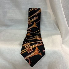 Vintage 1994 Mens Necktie Ralph Marlin Trumpets Made In USA.