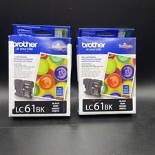Brother LC61BK Black Ink Value Pack 2 Genuine OEM Ink Cartridges 02/2027