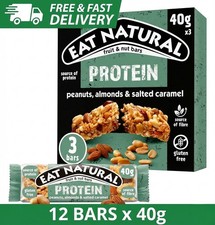 Eat Natural Protein Peanuts Almonds Salted Caramel Fruit & Nut Bars 12 x40g