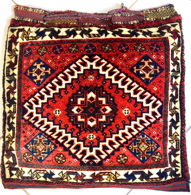 Perserteppich Ghashgai Antike Tasche Nomad Handgeknüpft Orient Teppich Rot Beige