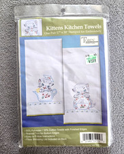Tobin Stamped Embroidery KITTENS Kitchen Towel Set of 2 New USA 17"X30" T264102