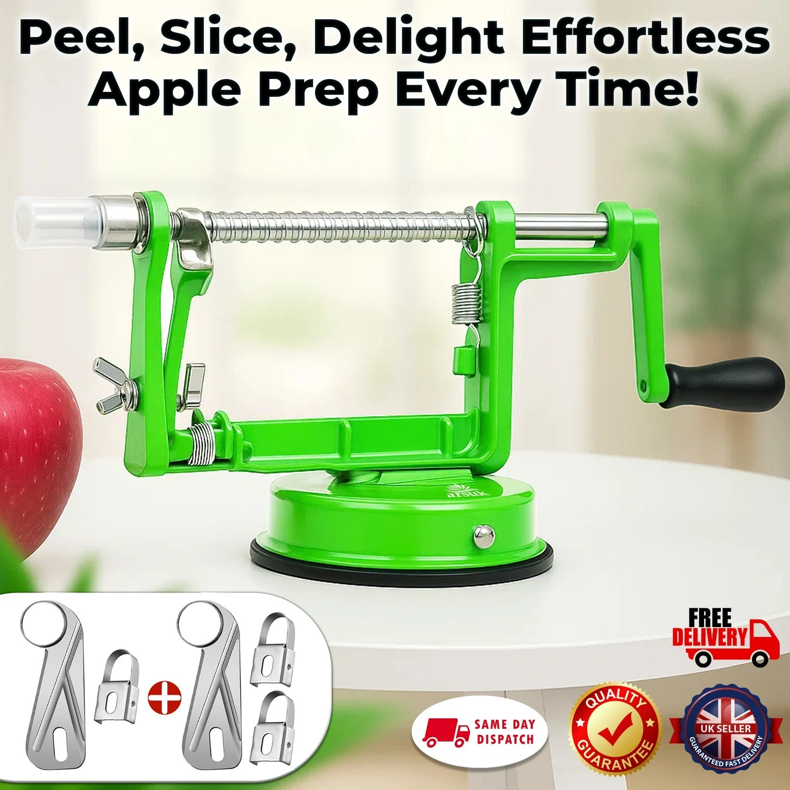 Apple Peeler Slicer Corer Dicer Cutter Kitchen Potato Fruit Veg Machine 3 blades
Opens in a new wind