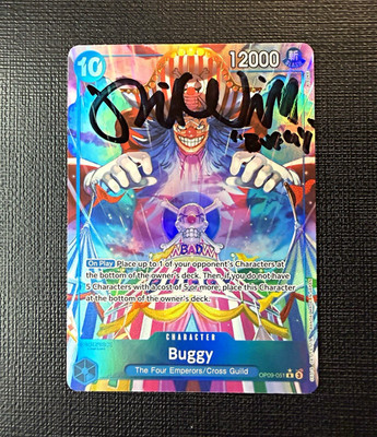 One Piece TCG Buggy OP09-051 Alt Art  Autographed David Wills buggy voice actor