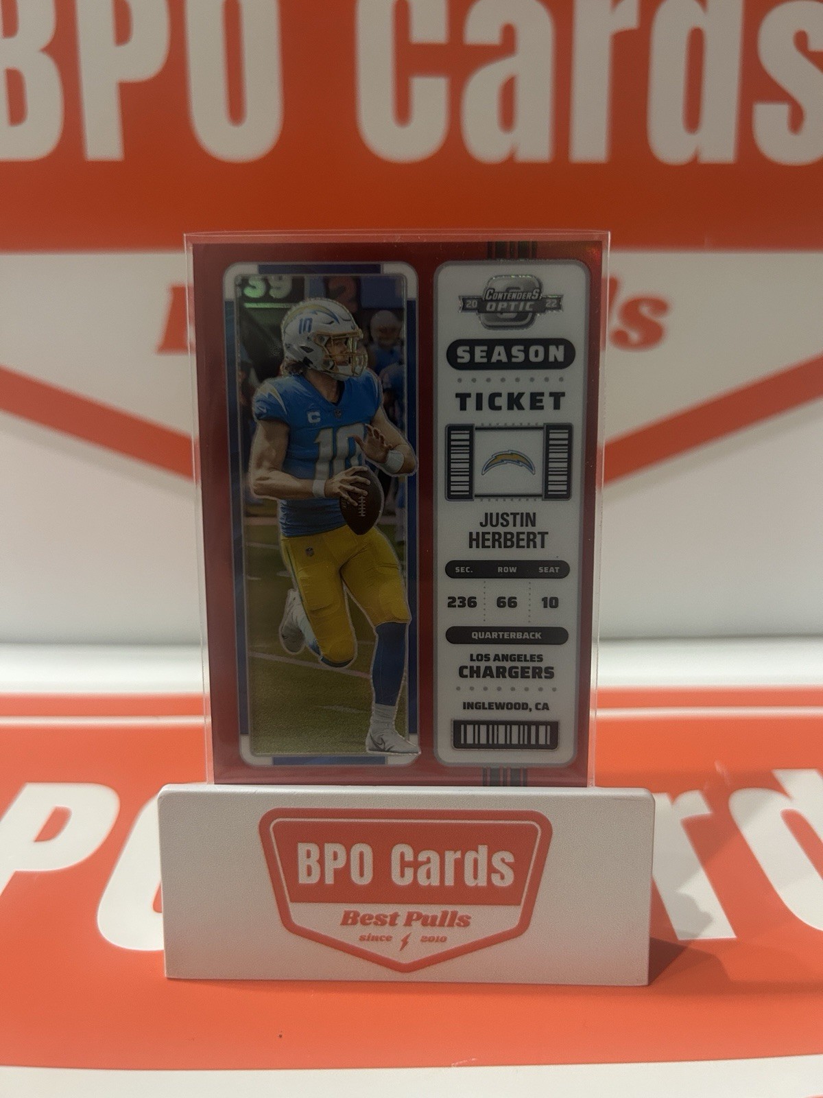 2022 Panini Contenders Optic - Season Ticket Justin Herbert #41 Red Prizm /175