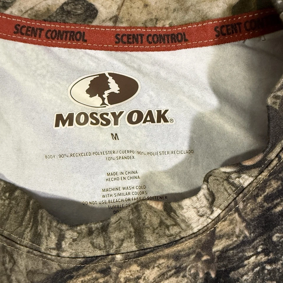 Mossy Oak Camo Long Sleeve Pullover Shirt Mens Medium Camouflage Hunting Jersey - Image 2 of 4