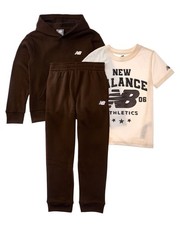 New Balance 3Pc Fleece Hoodie, T-Shirt  Jogger Set