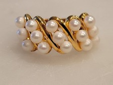 PAJ 925 Gold Vermeil Pearl Ring Size 4 5.6g Thailand China Vintage Look