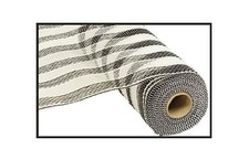 Deco Poly Mesh Ribbon 10 Inch x 30 Feet Black And White Striped Mesh Wreath