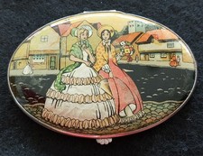 Vintage Gwenda Foil 1930's Powder Compact With 2 Ladies with Crinolines